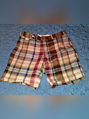 Polo Ralph Lauren Vintage BUTTON FLY "Indian Madras" Cotton,  Short. Mens 33